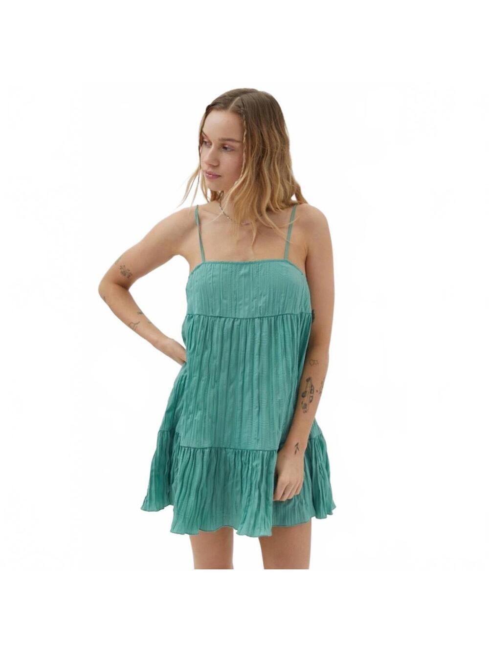 Urban Outfitters Green Textured Tiered Babydoll Cami Tank Top - Medium